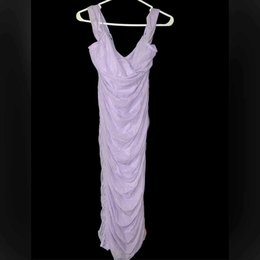 Chic Lavender Ruched Dress